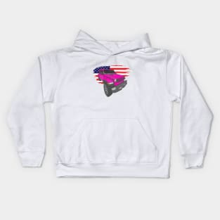 Jeep Wrangler with American Flag - Pink Kids Hoodie